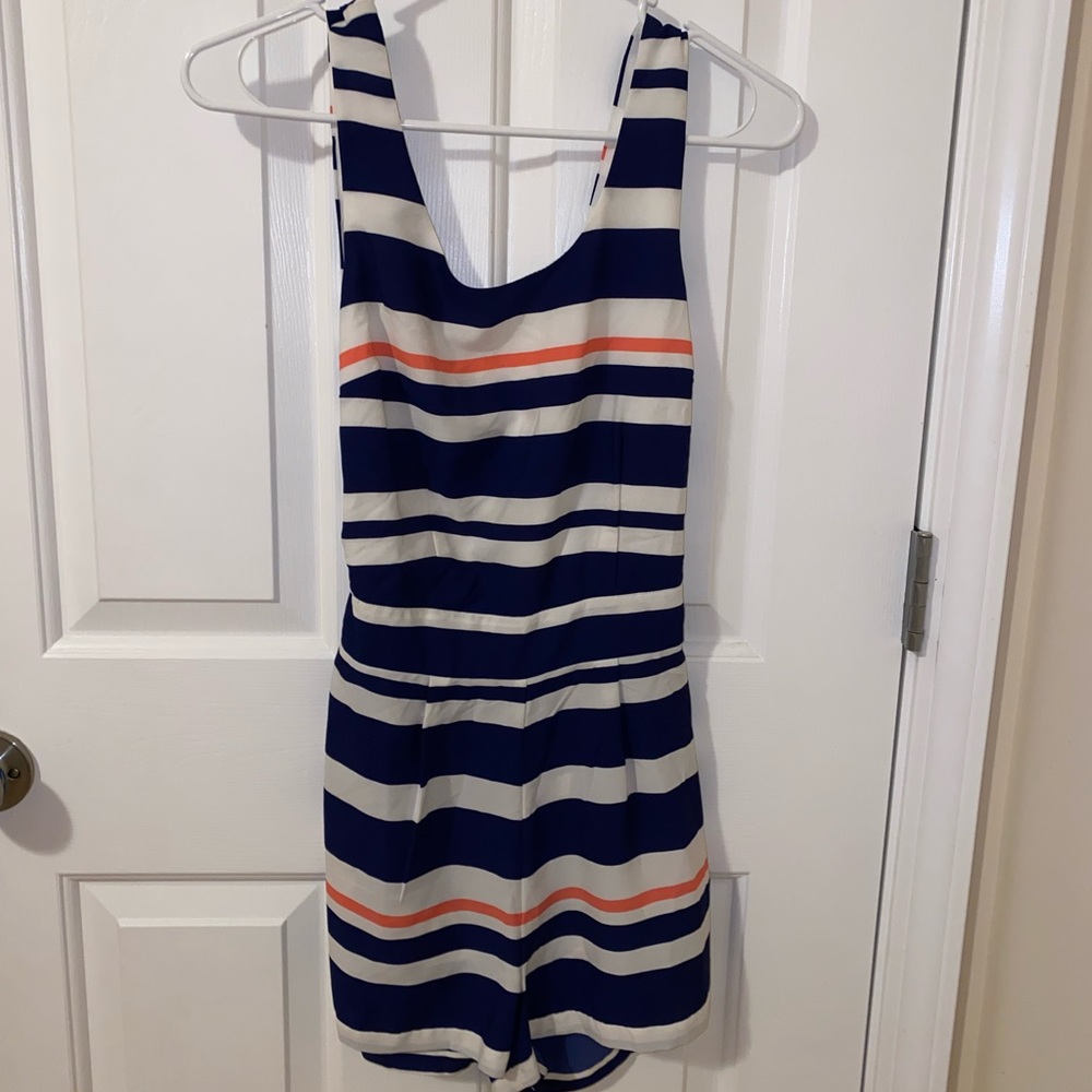 Backless Sailor Striped Romper